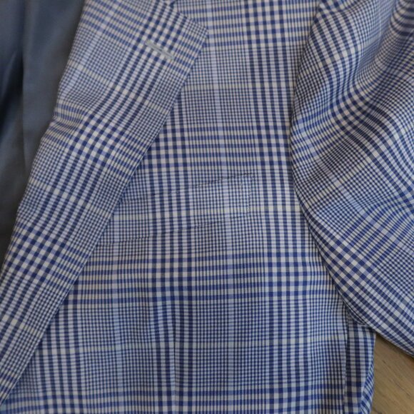 CANALI blue white check plaid blazer wool sport coat preppy old money 40R office - Picture 2 of 11